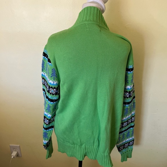 Quacker Factory Green Patterned Womens Full Zip Sweater Size XL - Picture 8 of 8